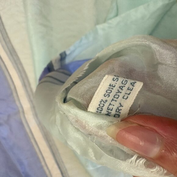 Christian Dior Vintage Silk Scarf Blue Striped Print Made in France 17x41" - Picture 6 of 7